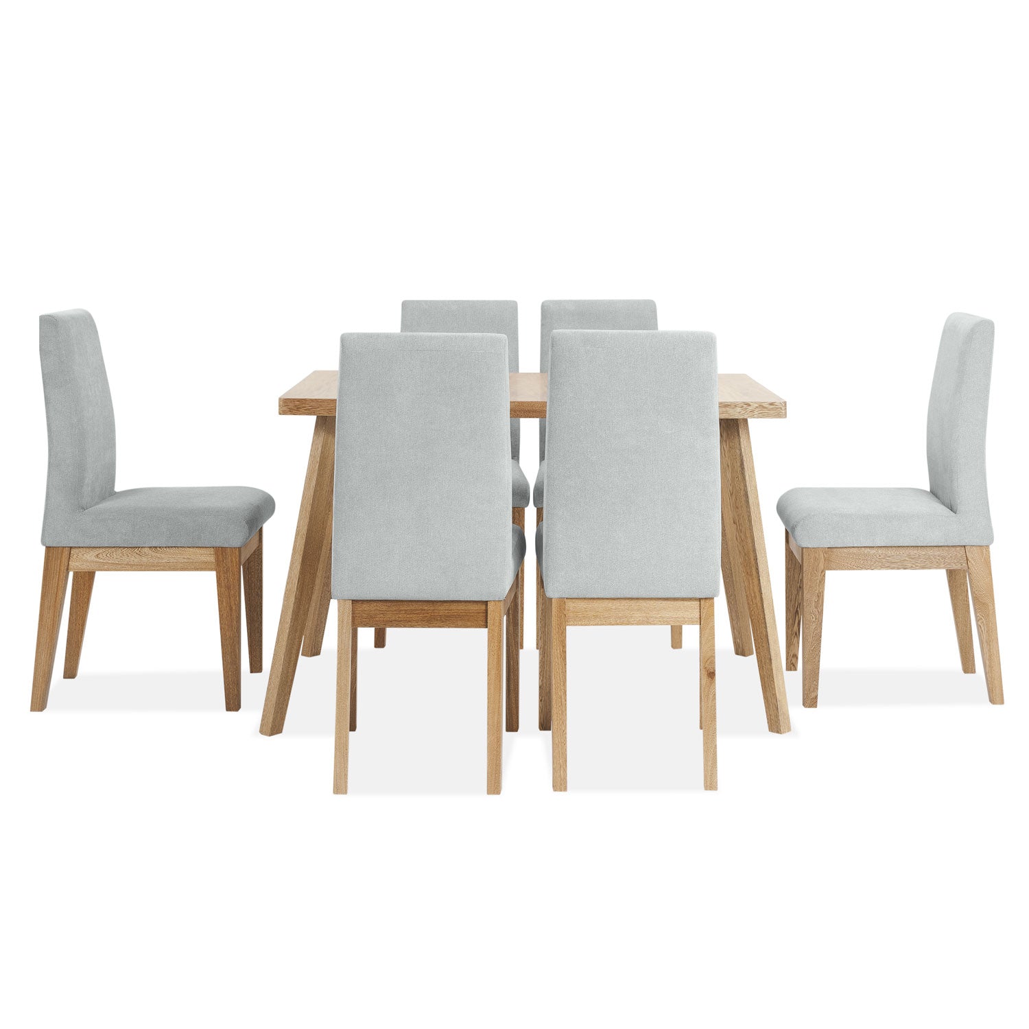 Comedor 6 Puestos Cannes Microfibra Nakano Gris Plata, Natural