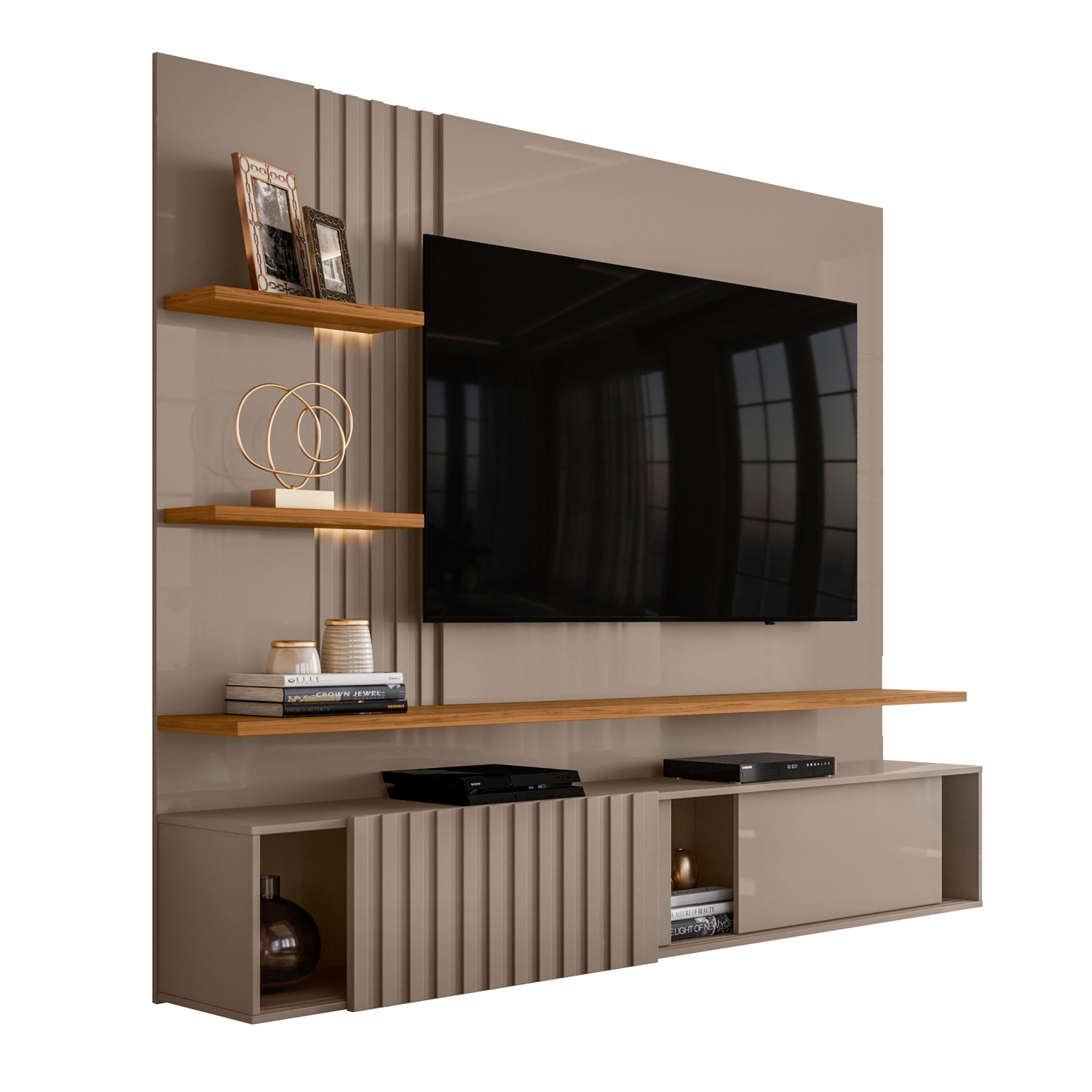 Panel de Tv Bruno 200X167X35 Taupe, Natural