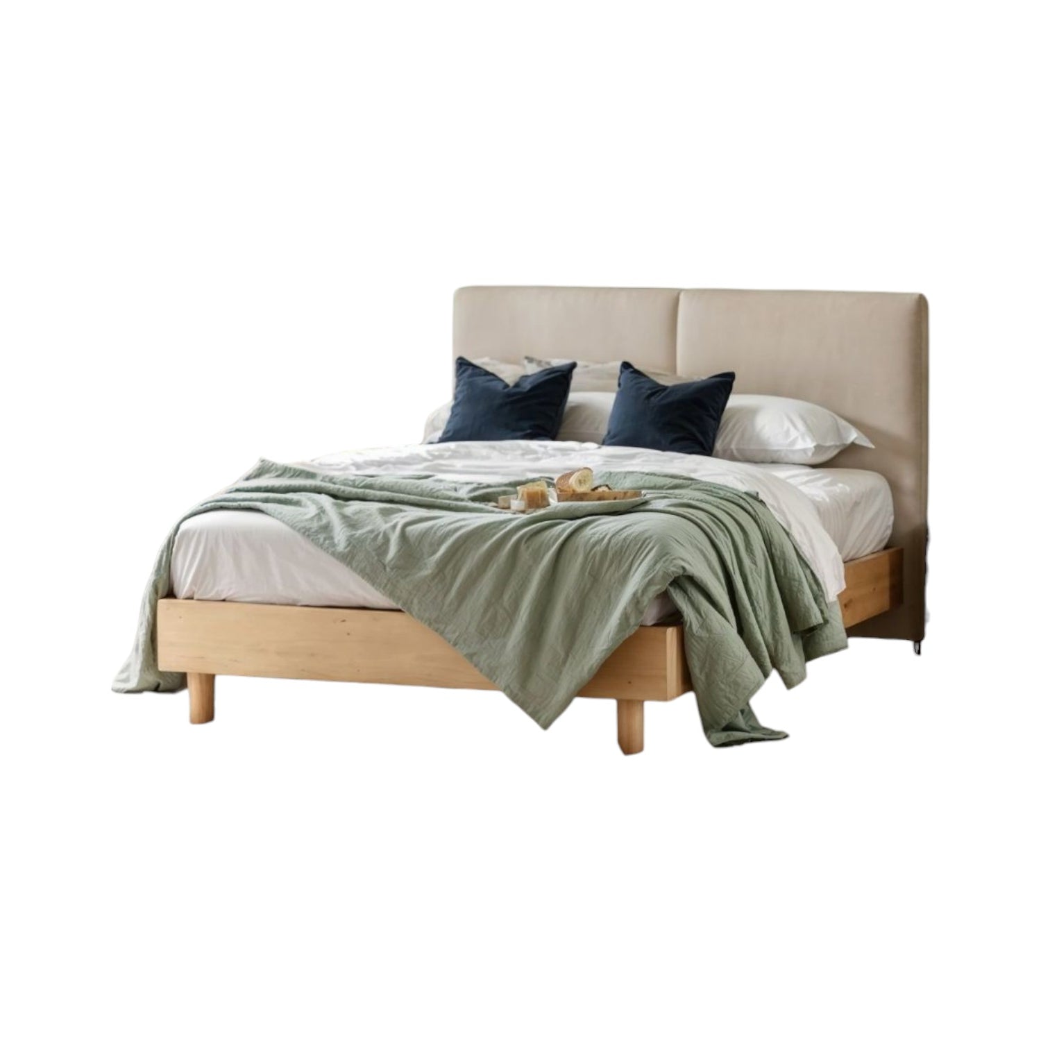 Cama Queen Danes Microfibra Beige, Natural