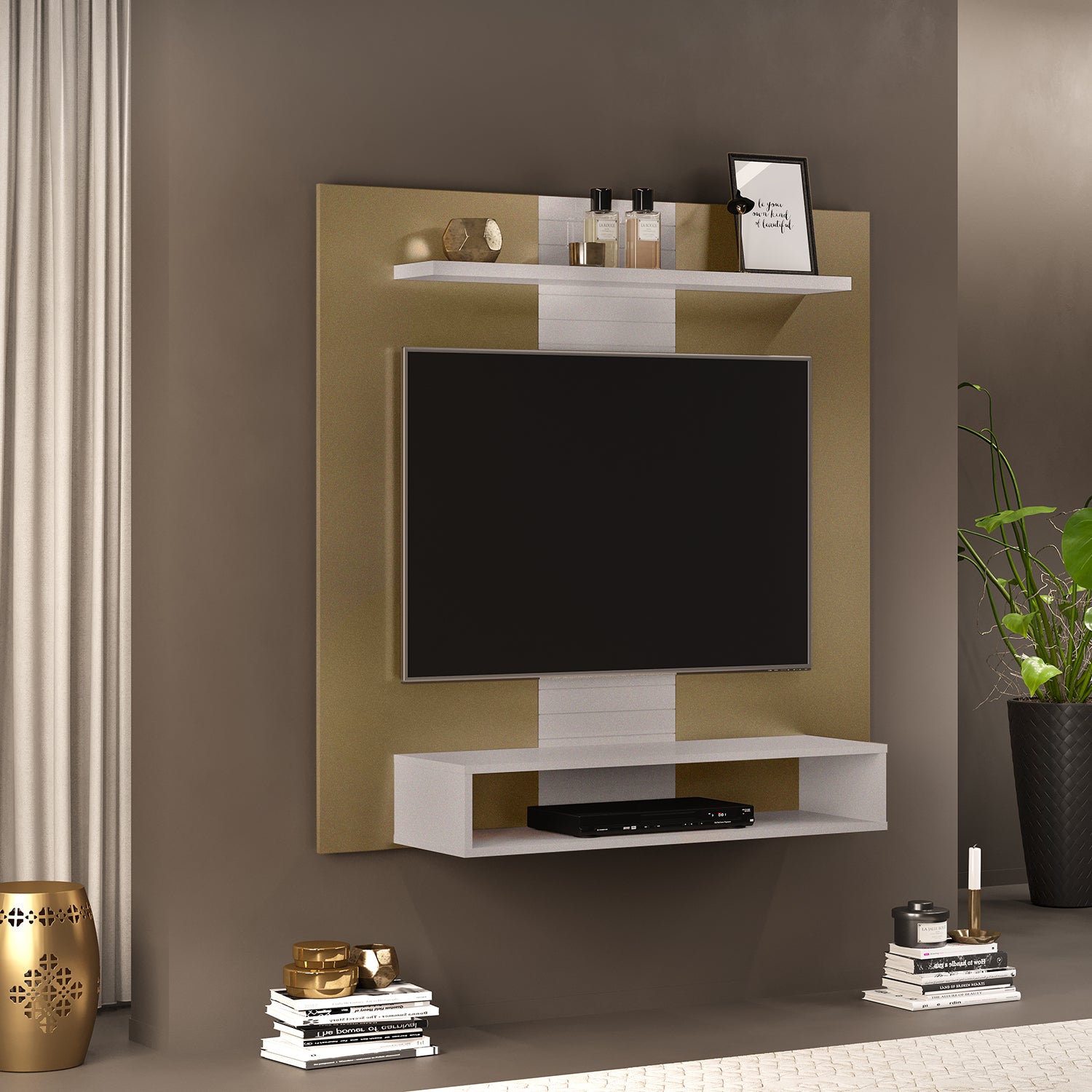 Panel de Tv Nixi Blanco Perla, Champaña 120X120