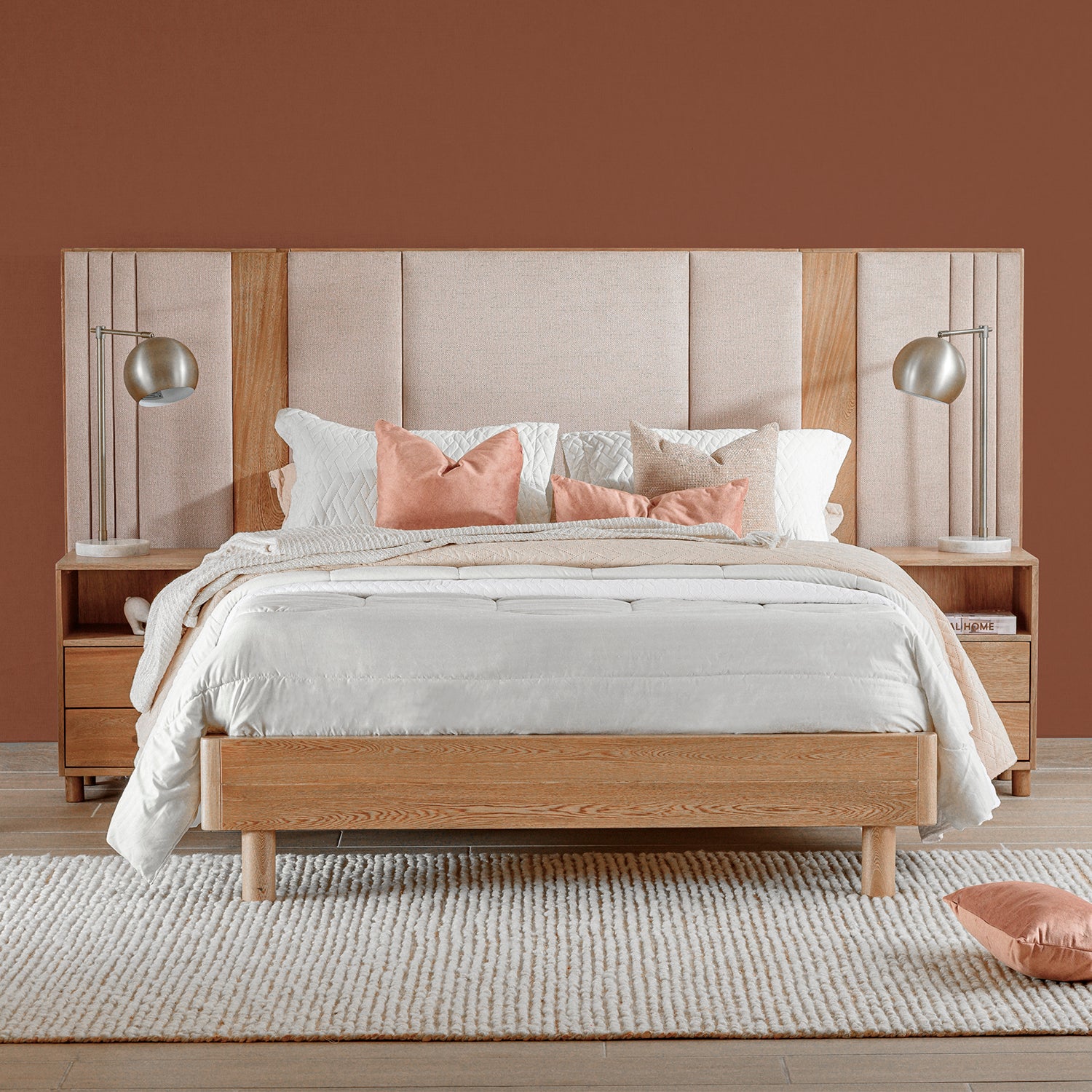 Cama Queen Torino Beige, Natural