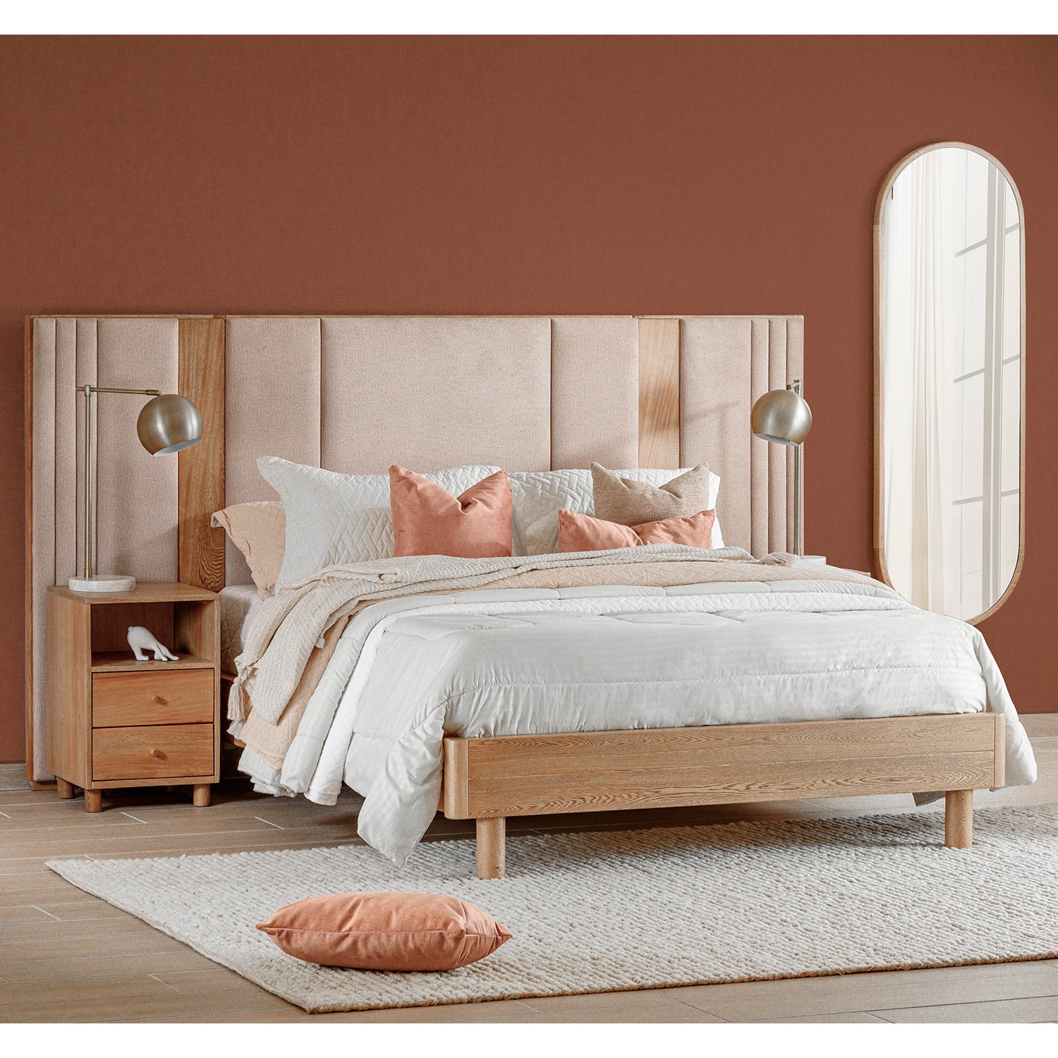Cama Queen Torino Beige, Natural