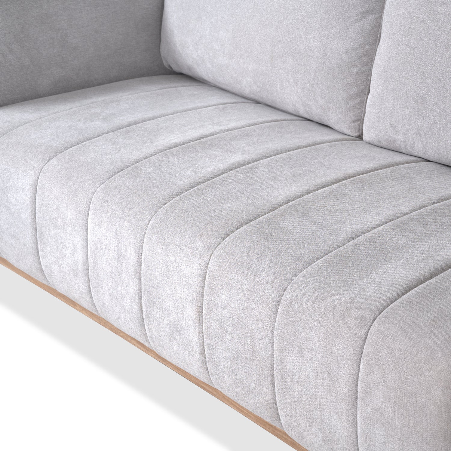 Sofá 3 Puestos Cannes Microfibra Gris Plata, Natural
