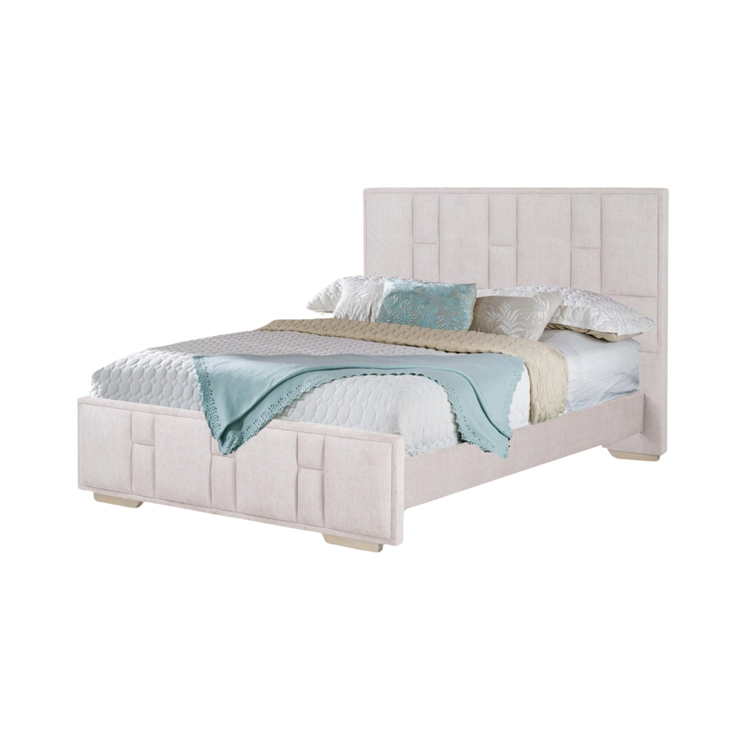 Cama Doble Thymon Velvet Beige, Champaña