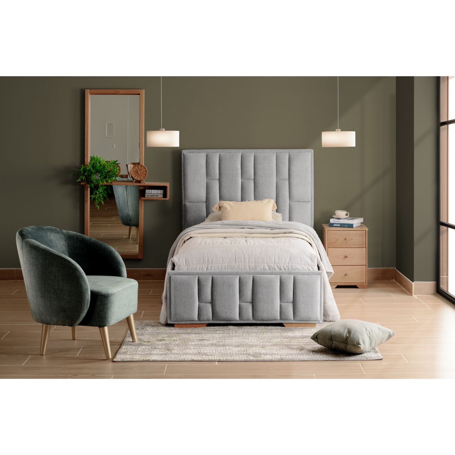 Cama 1.00 Thymon Gris, Champaña