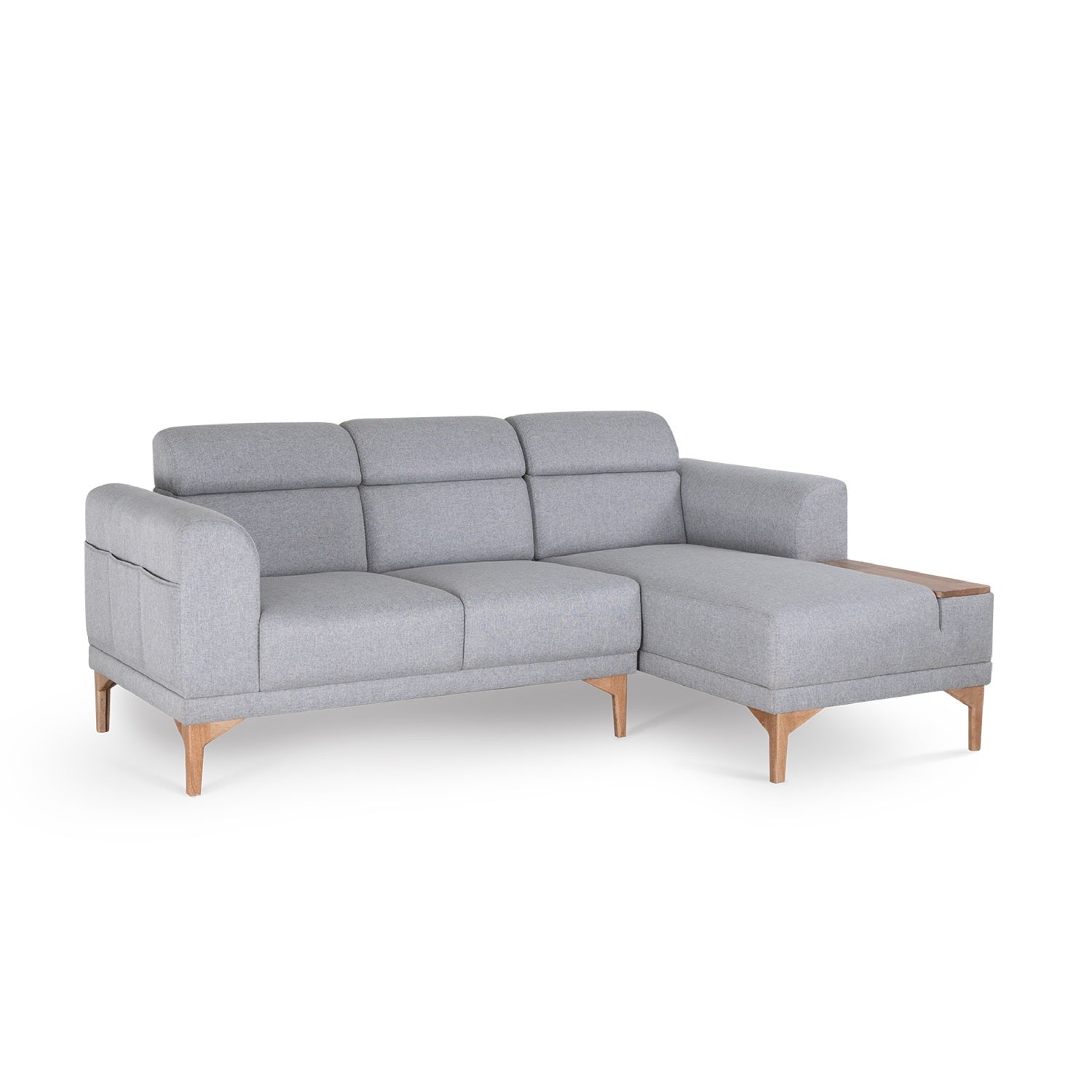 Sala en L Carla Icono Gris, Natural Orientación Derecha