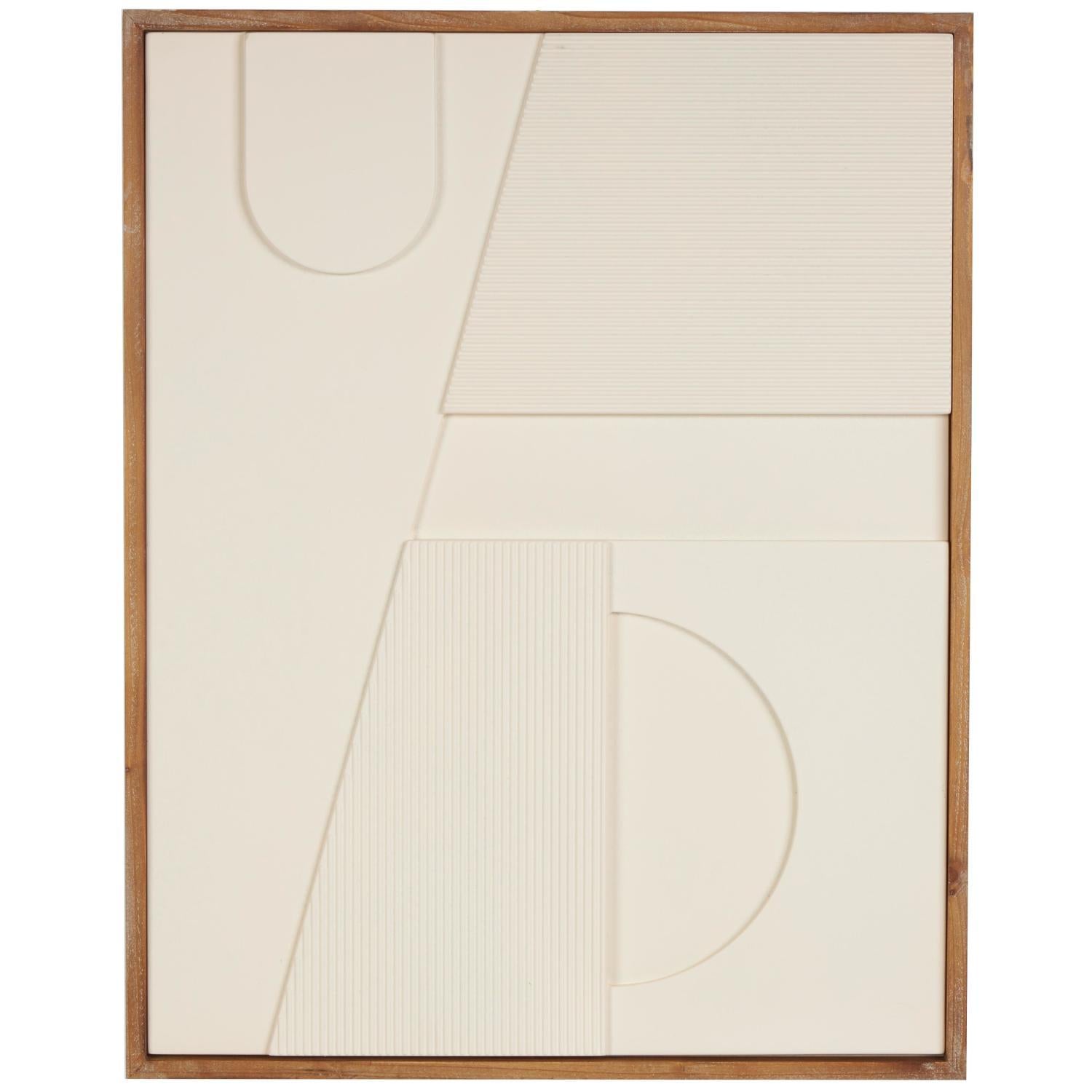 Cuadro Decorativo 76X60X3 Beige Geometria Relieve