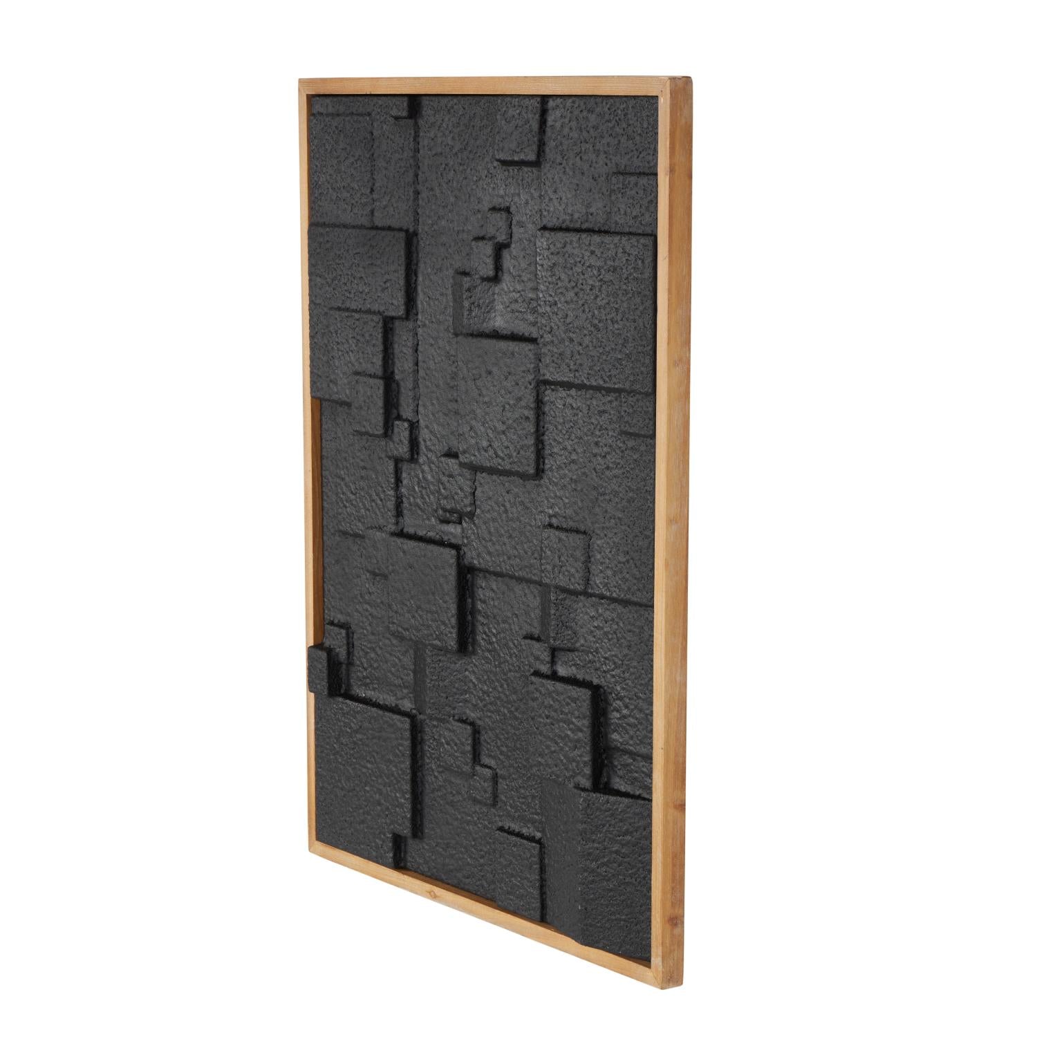 Cuadro Decorativo 80X61 Negro Cuadrados Abstractos