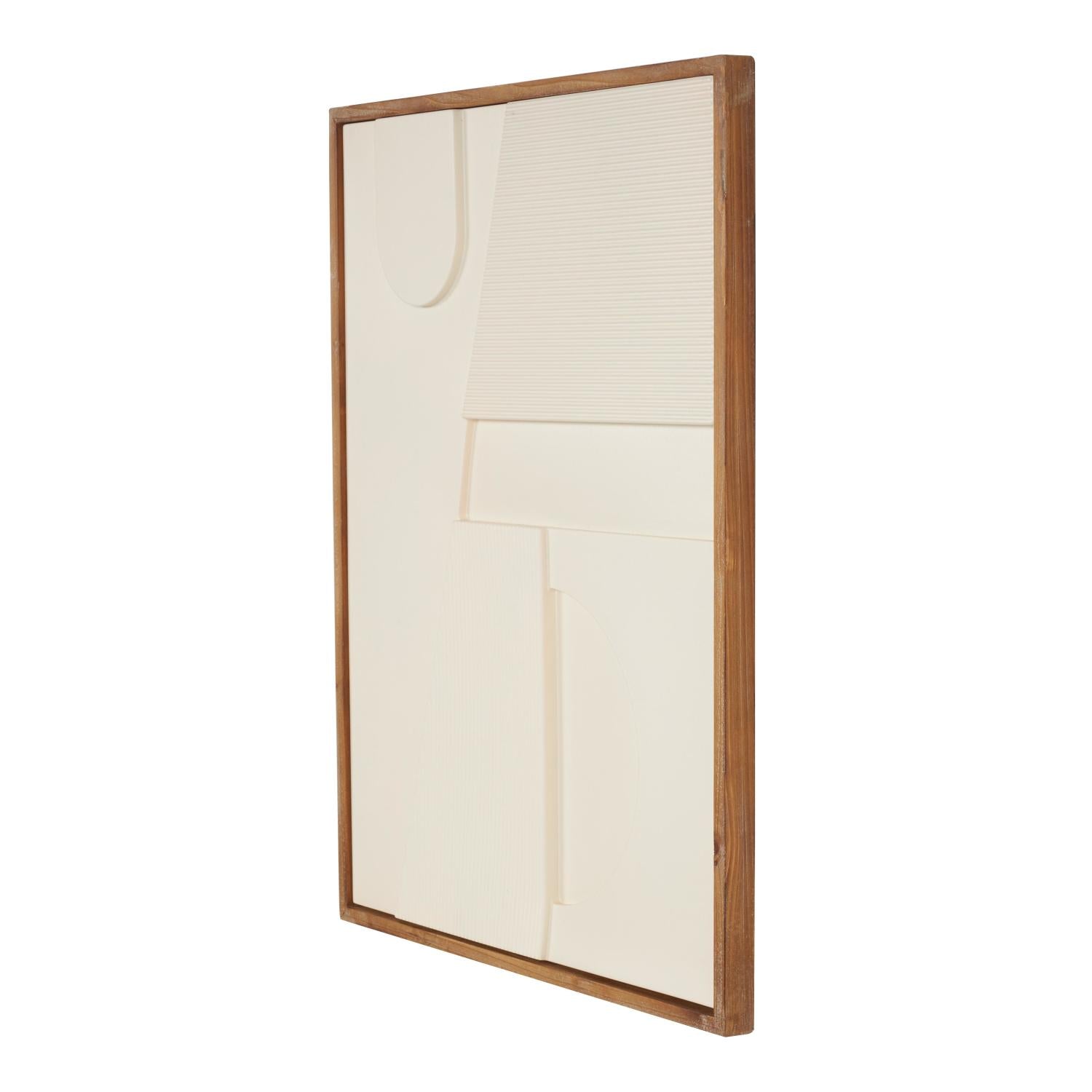 Cuadro Decorativo 76X60X3 Beige Geometria Relieve