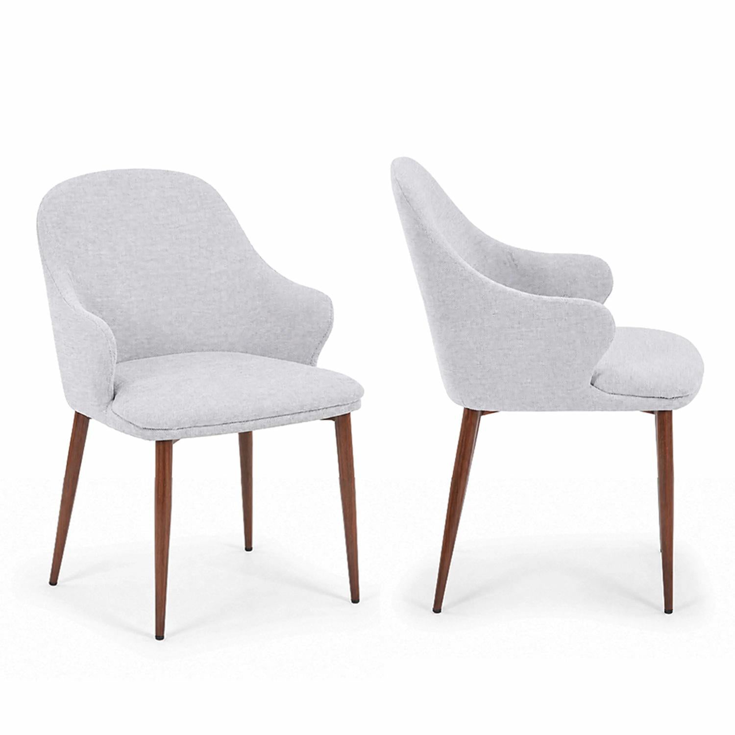 2 Sillas de Comedor Thanos Lino Gris Claro