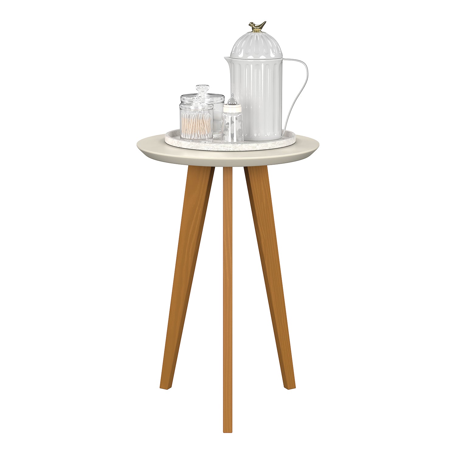 Mesa de Noche Andry Off White, Natural
