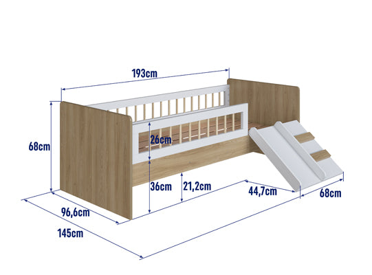 Cama Infantil 0.90 Alexa Natural, Blanco