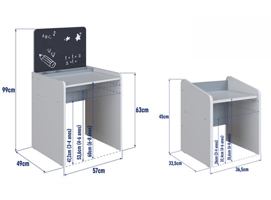 Escritorio Abby + Silla Blanco, Azul