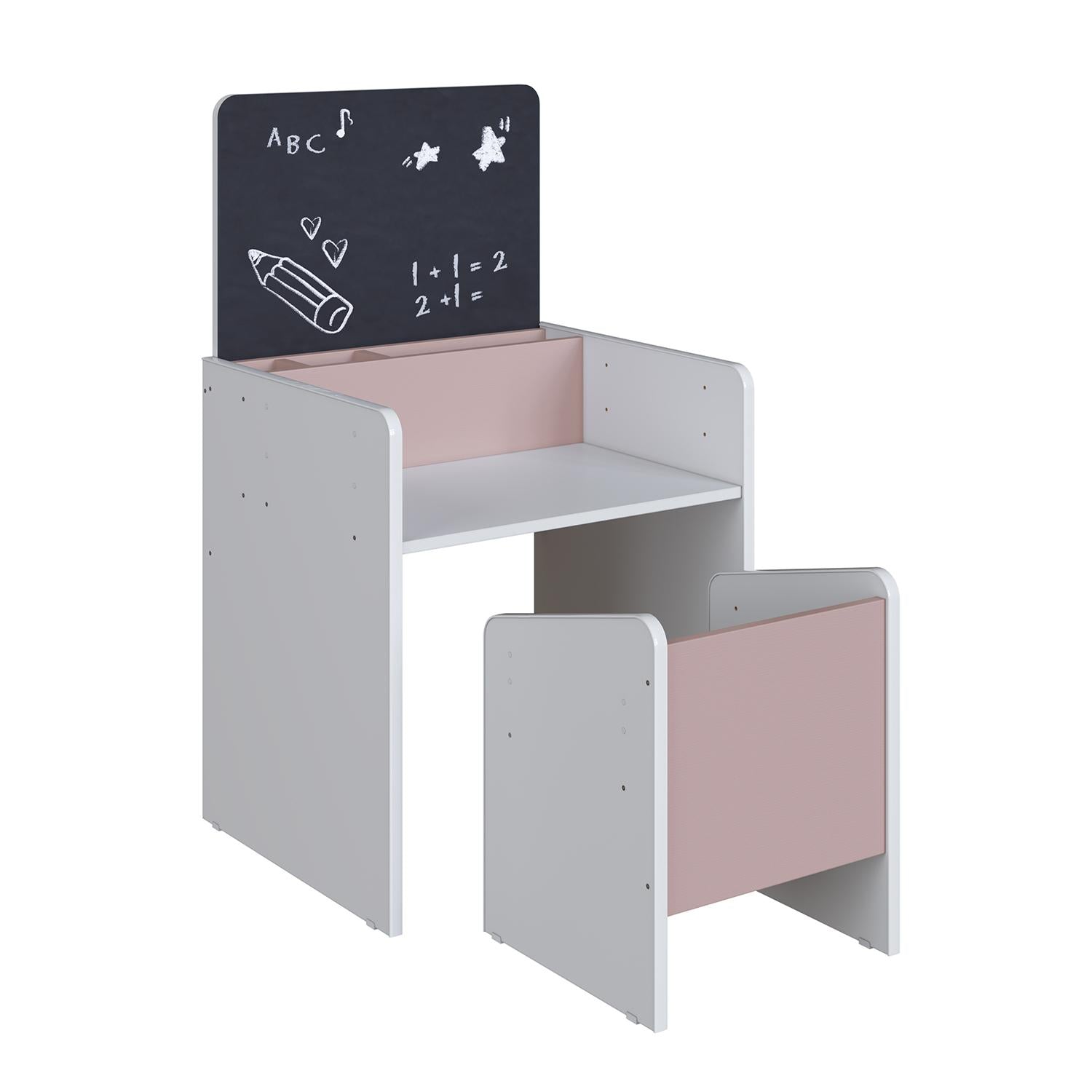 Escritorio Abby + Silla Blanco, Rosado