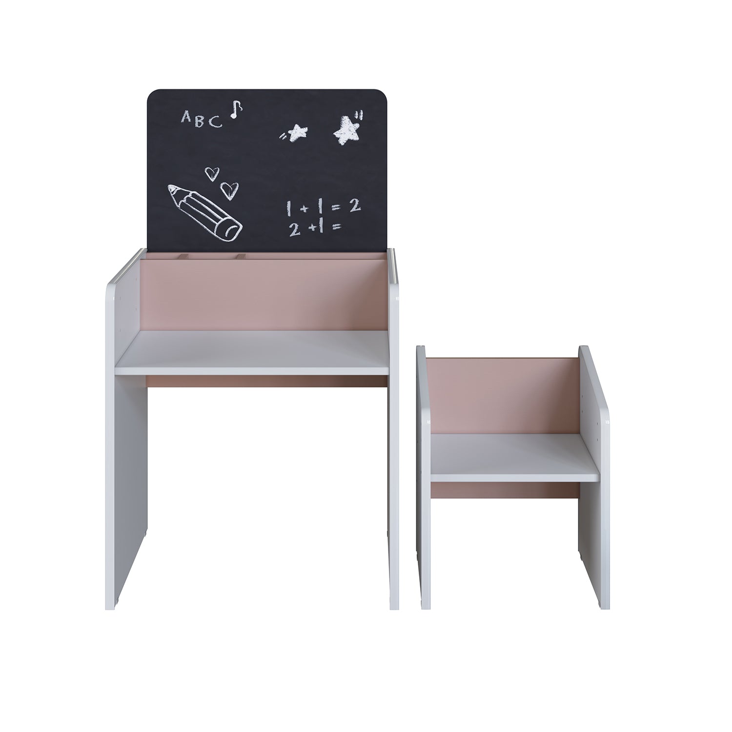 Escritorio Abby + Silla Blanco, Rosado