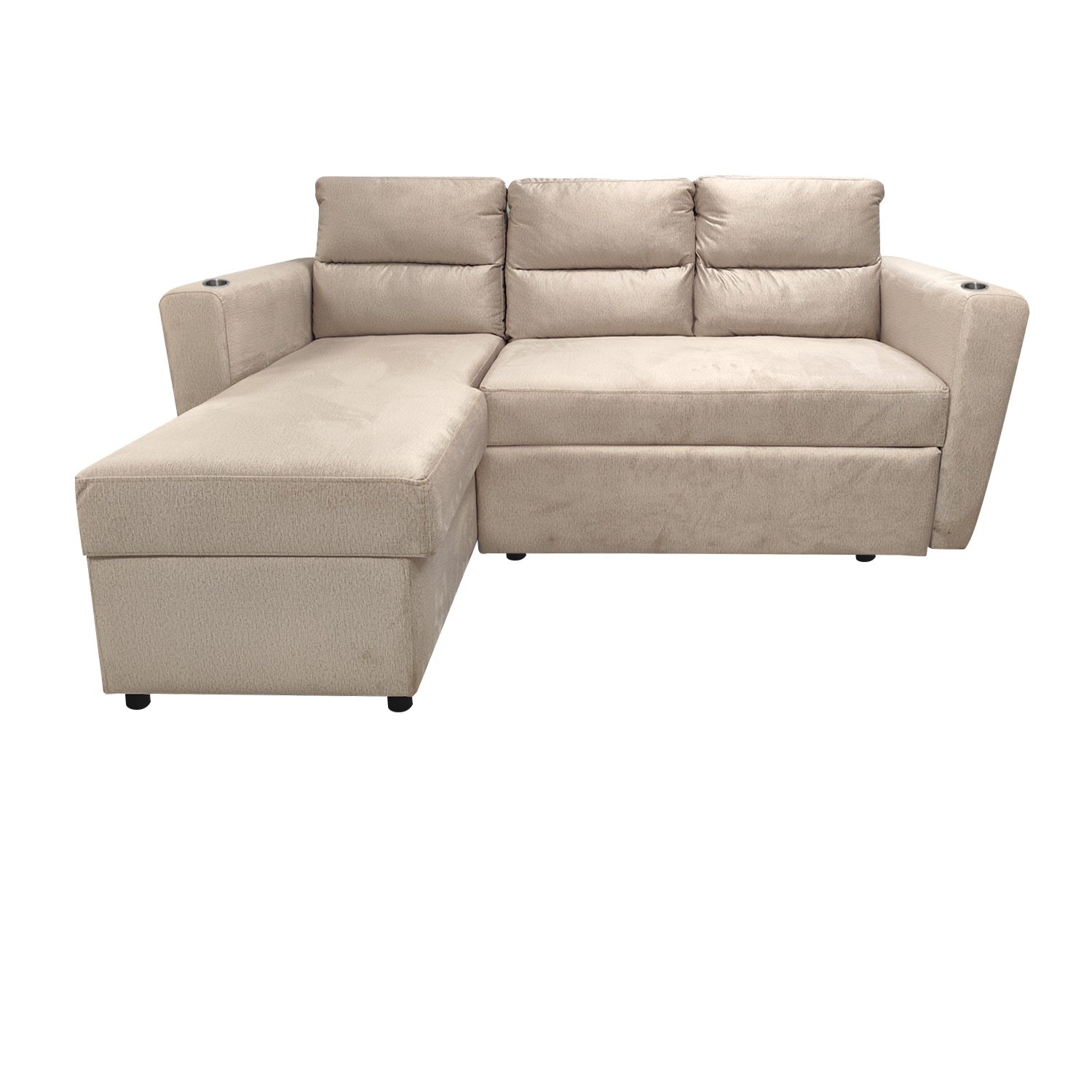 Sala Cama Praga Velvet Suprema Sand Orientacion Izquierda