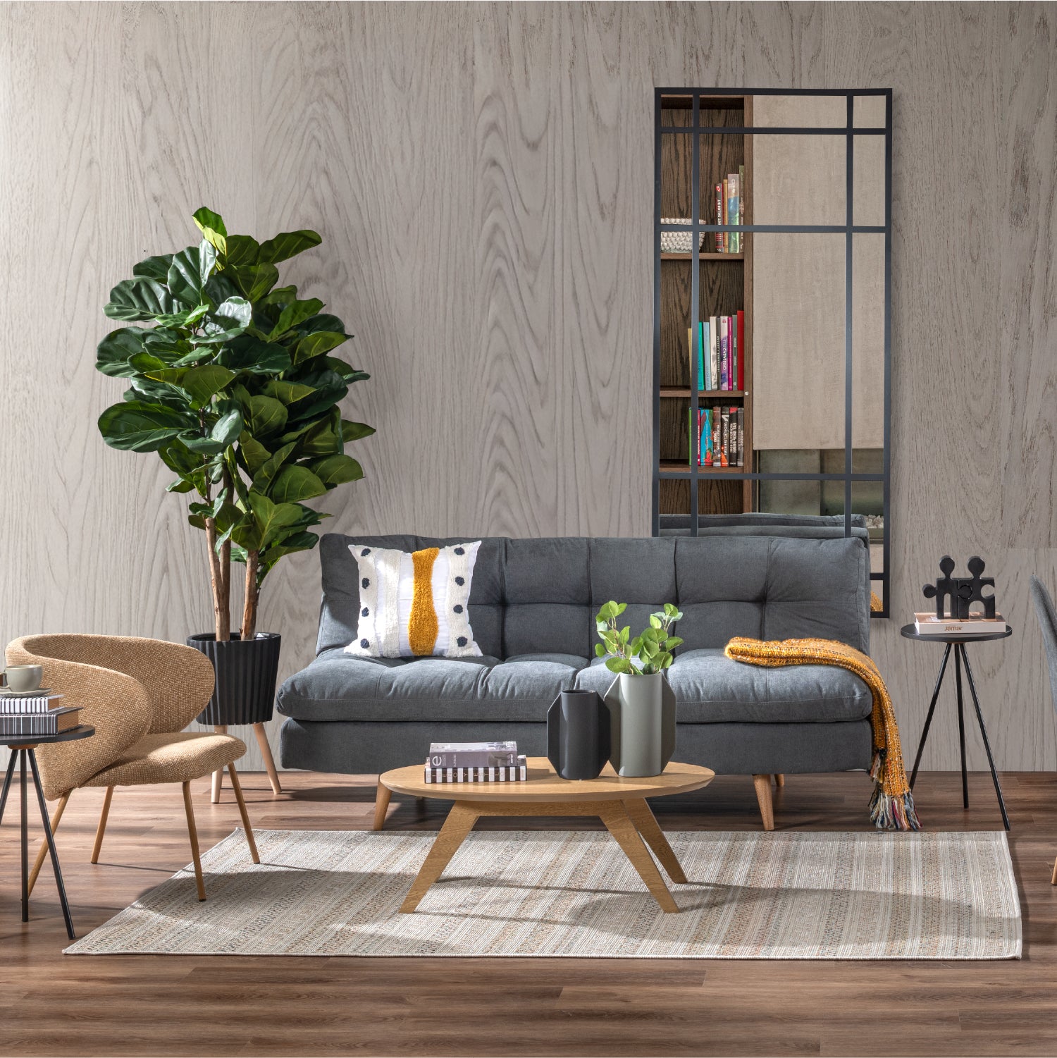 Sofá Cama Nix Microfibra Gris, Natural