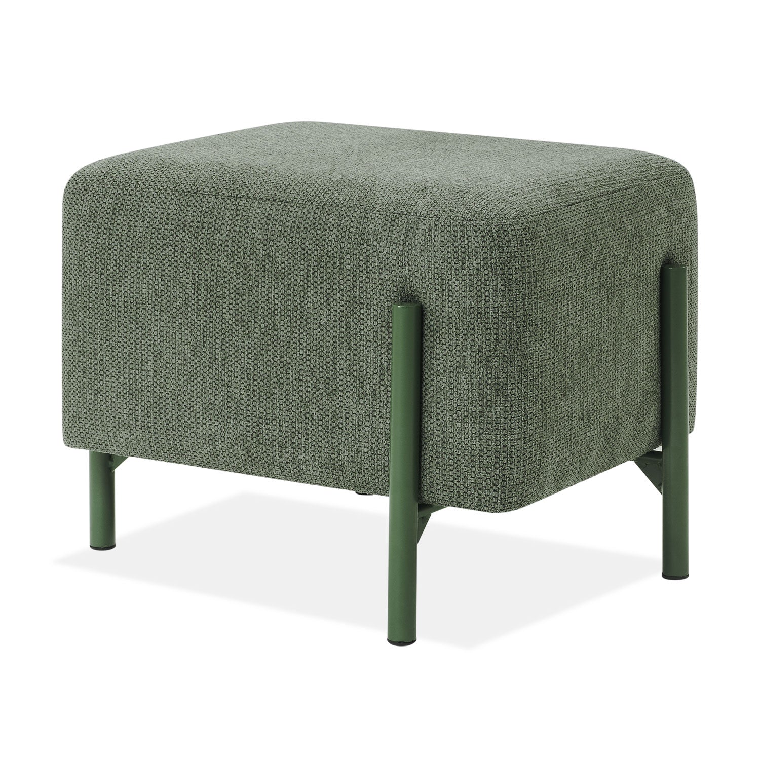 Puff Arthur Lino Verde Olivo Cuadrado