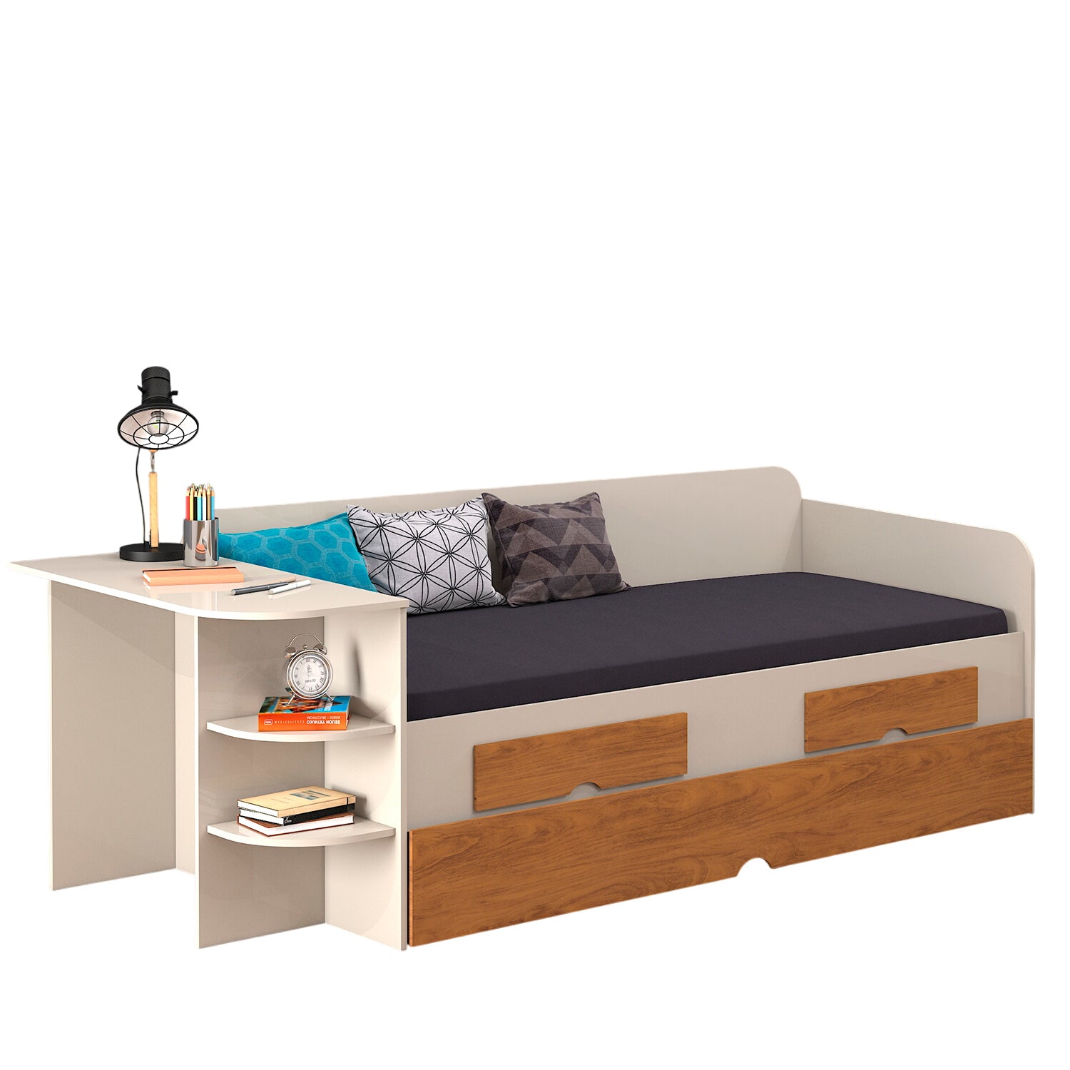 Cama Nido 1.00 Helen Off White, Natural Oscuro*