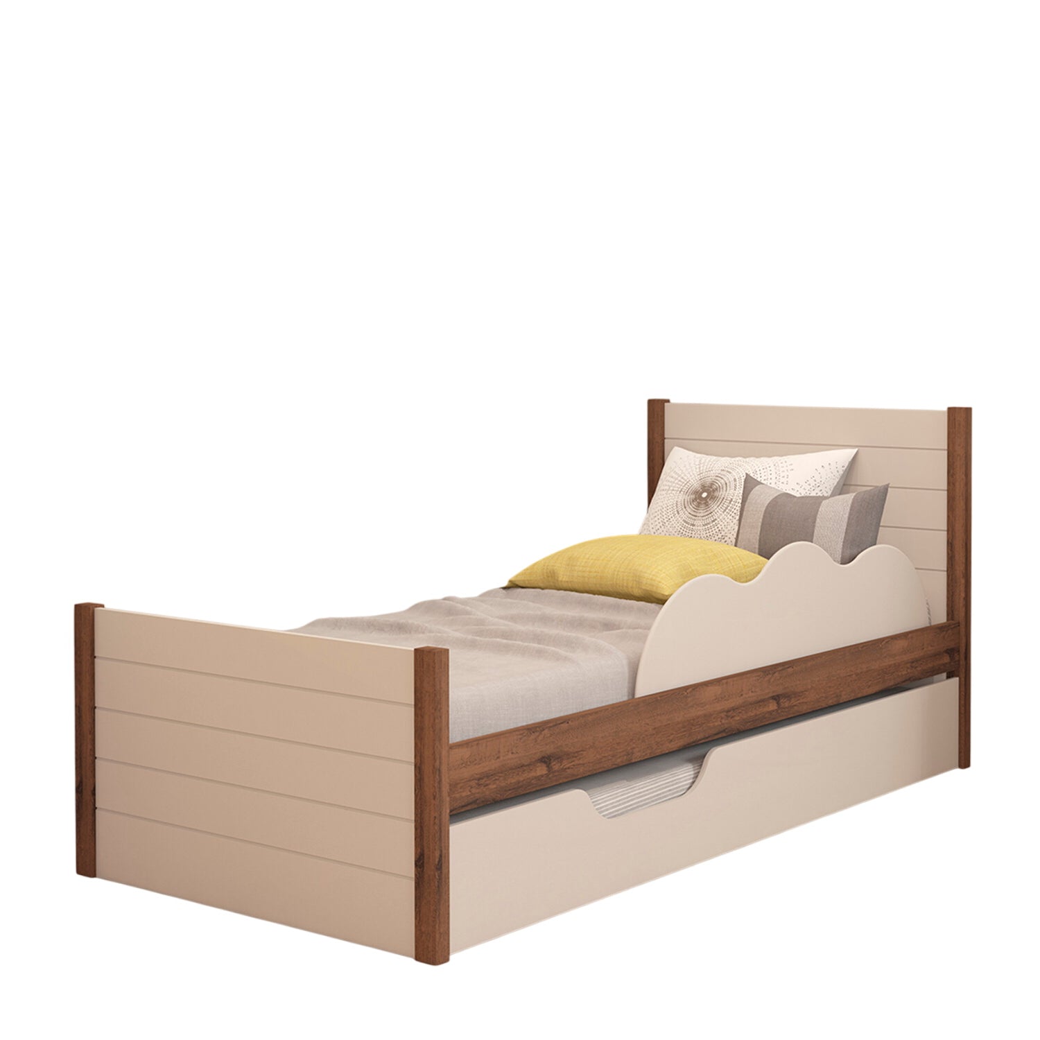 Cama Nido 1.00 Gerry Off White, Natural Oscuro*