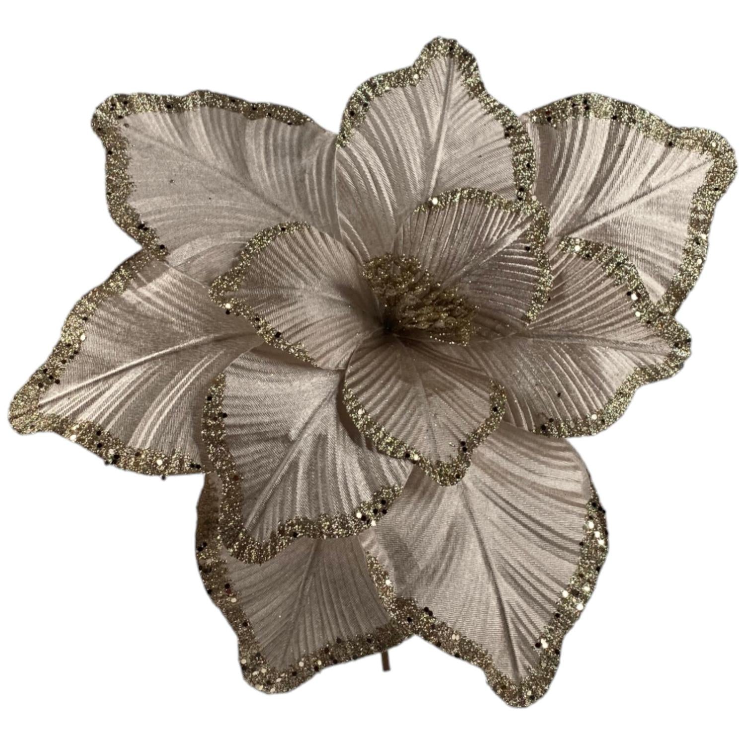 Rama 44X30Cm Flor Navidad Plata   F241