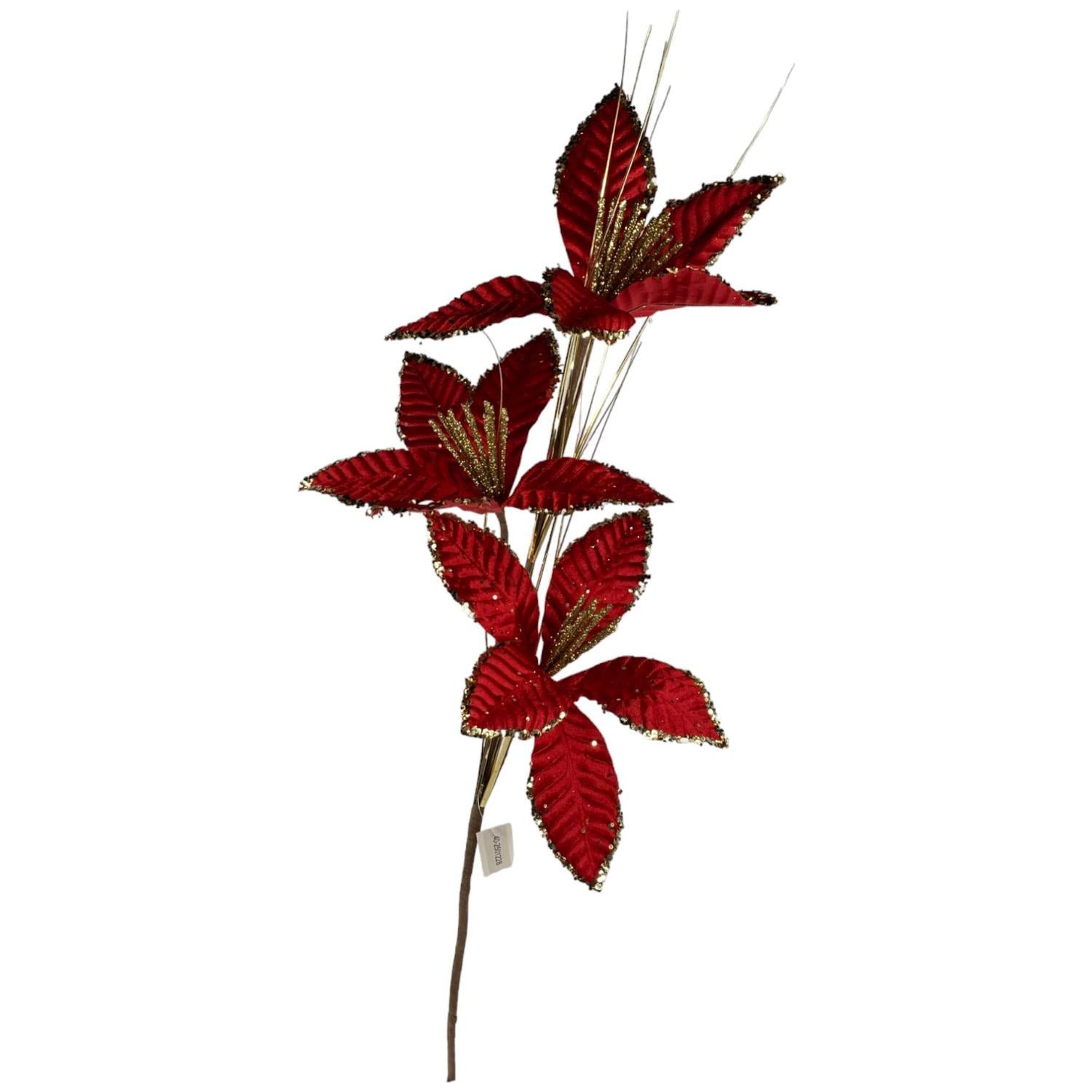 Rama 90X10Cm Flor Rojo Navidad   F241