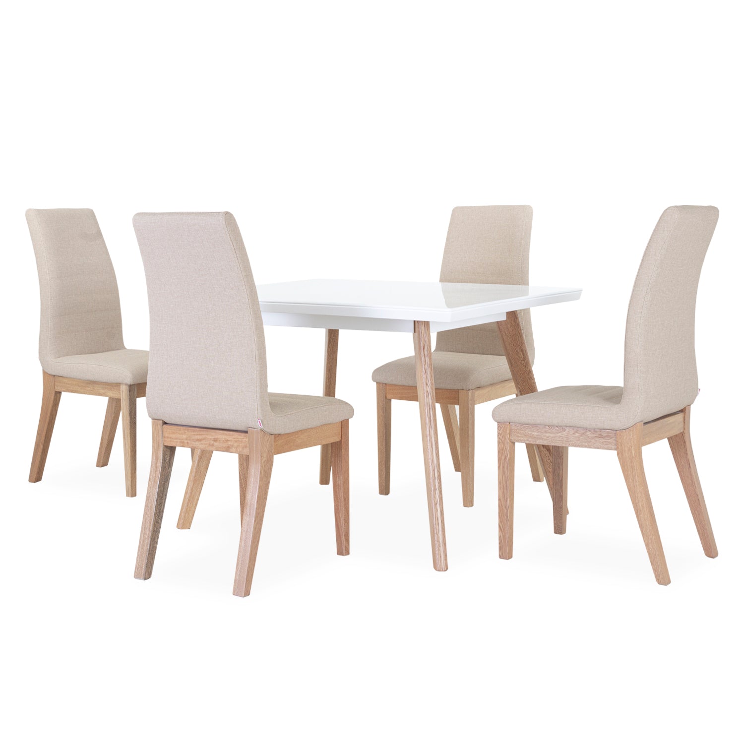 Comedor 4 Puestos Bruno Eurolino Marfil, Natural y Blanco Poliuretano*