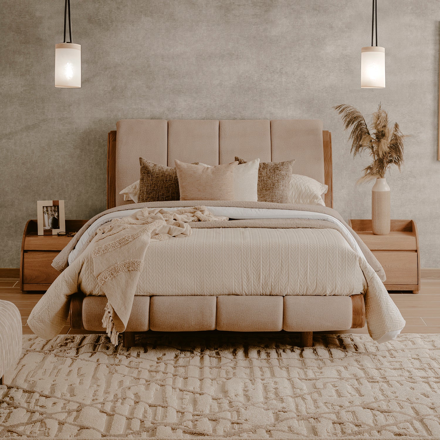 Cama Doble Estambul Beige, Natural