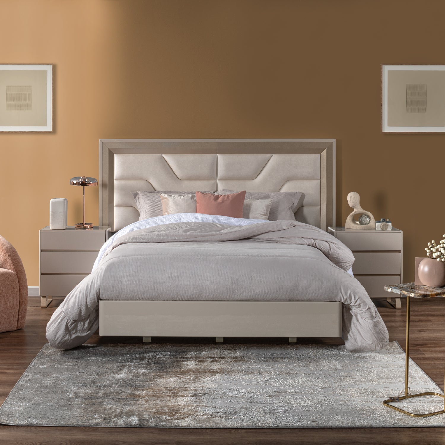 Cama Doble Bulgari Eurolino Perla, Champaña