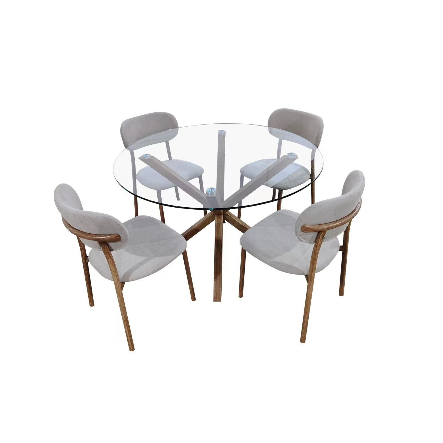 Comedor 4 Puestos Dousty Taupe, Natural