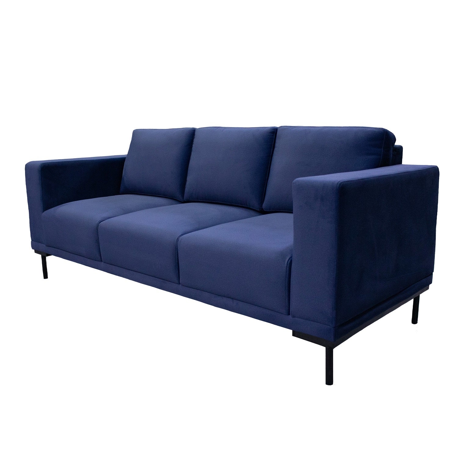 Sofá 3 Puestos Damasco Velvet Índigo, Negro