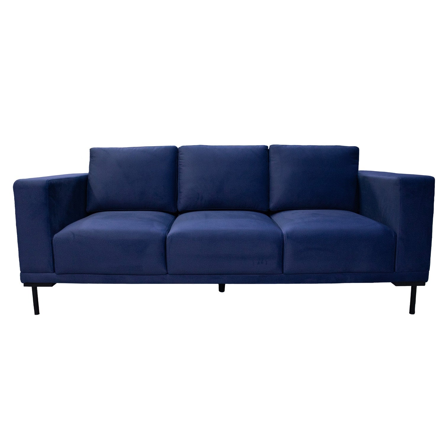 Sofá 3 Puestos Damasco Velvet Índigo, Negro