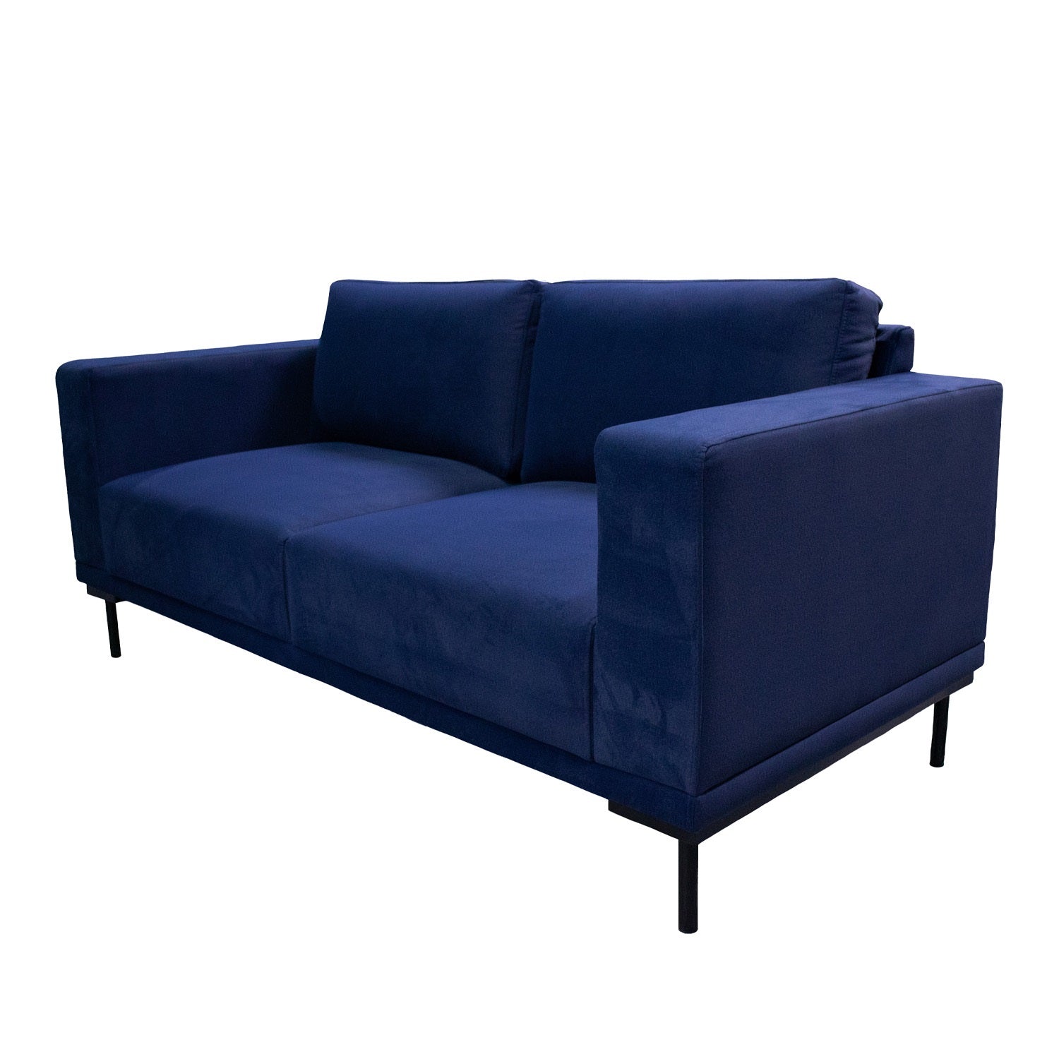 Sofá 2 Puestos Damasco Velvet Índigo, Negro