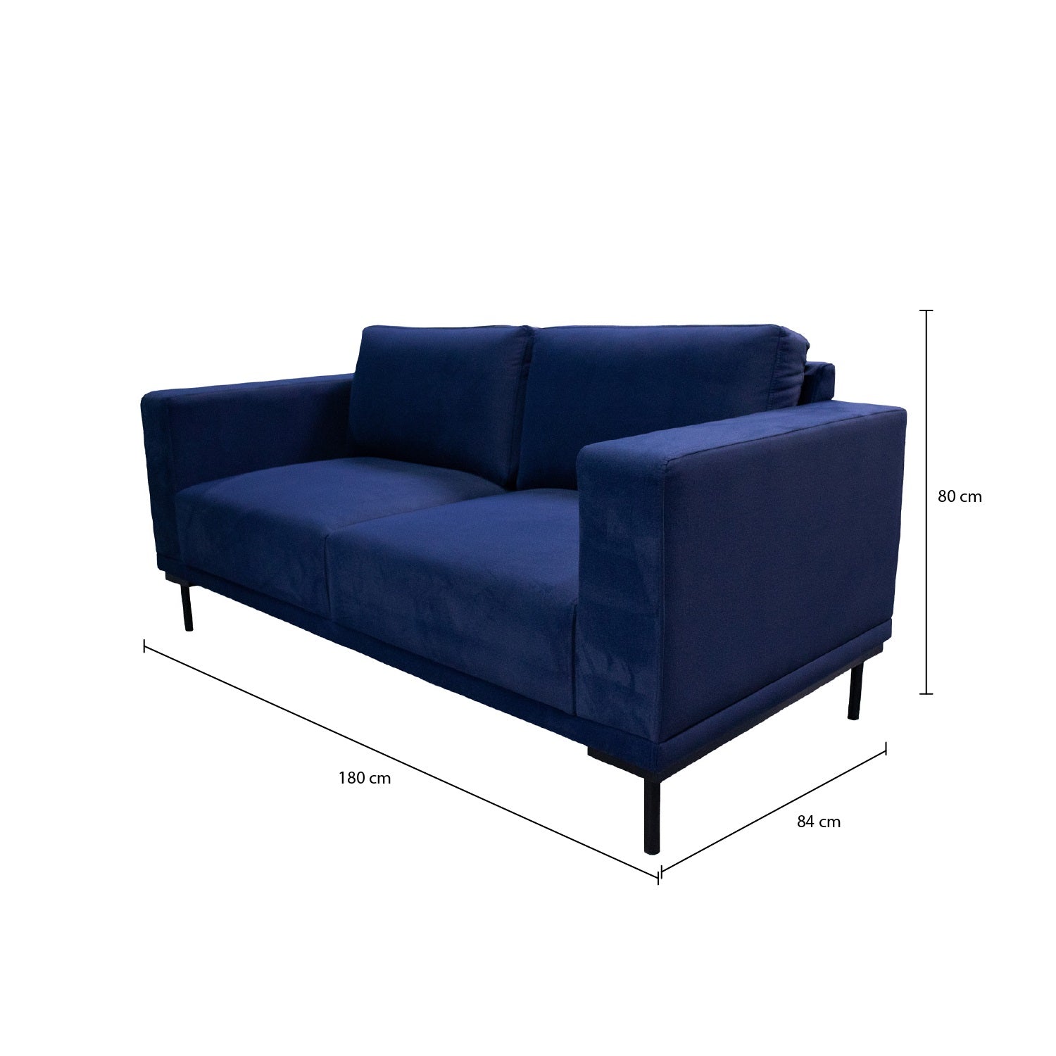 Sofá 2 Puestos Damasco Velvet Índigo, Negro