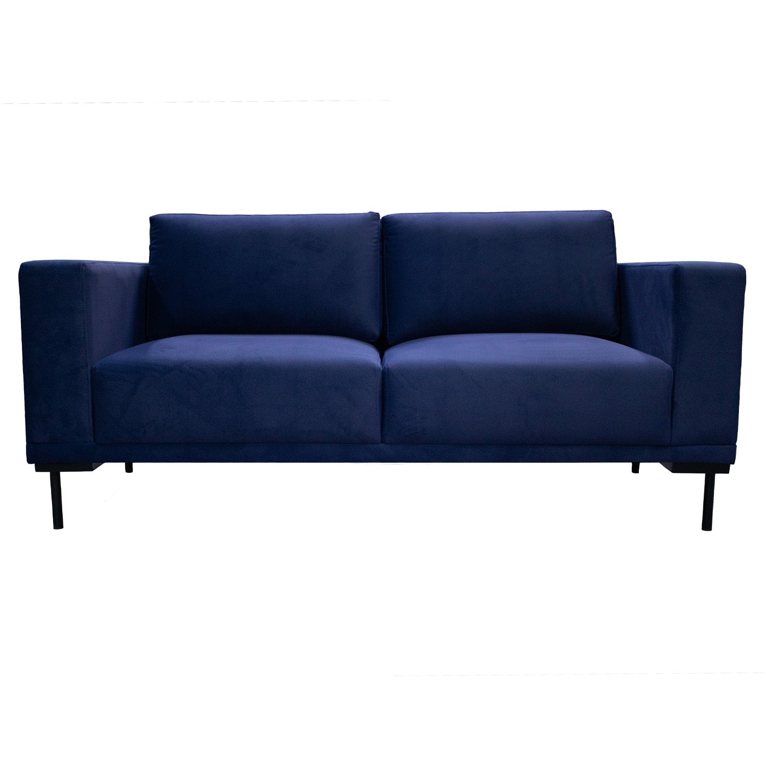 Sofá 2 Puestos Damasco Velvet Índigo, Negro