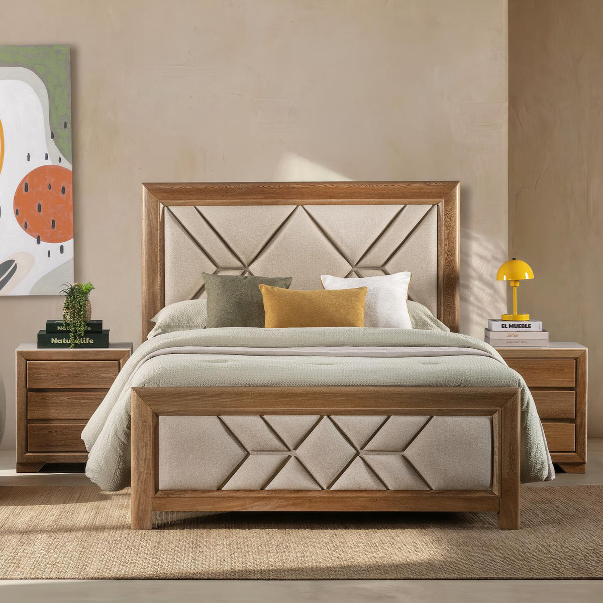 Cama Doble Marriot Eurolino Beige, Natural