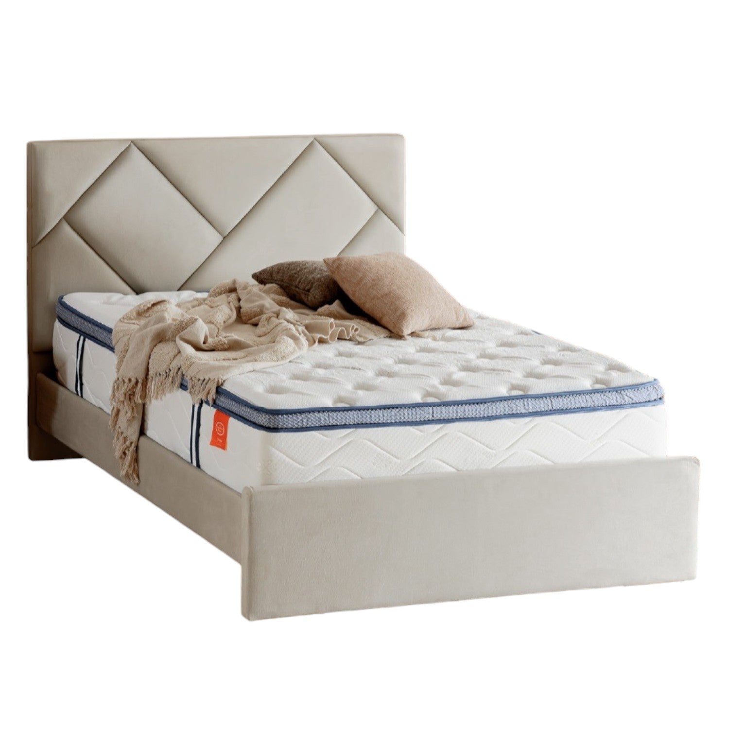 Colchón Doble Delta Pillow Top Gratis Cama Alexa Beige