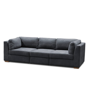 Sofá 3 Puestos Astro Microfibra Kazan Plomo, Natural 3 Pz