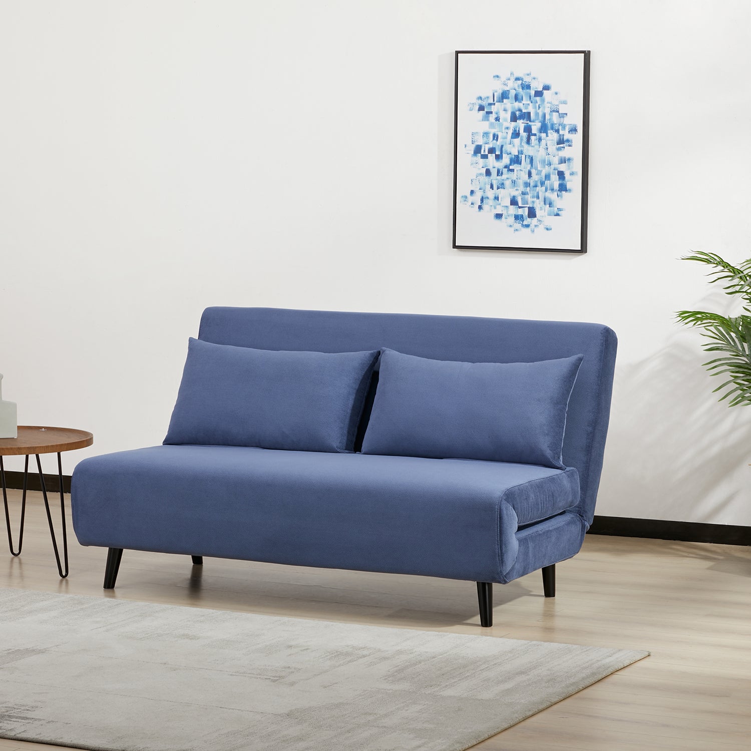 Sofa Cama Full Logan Microfibra Azul