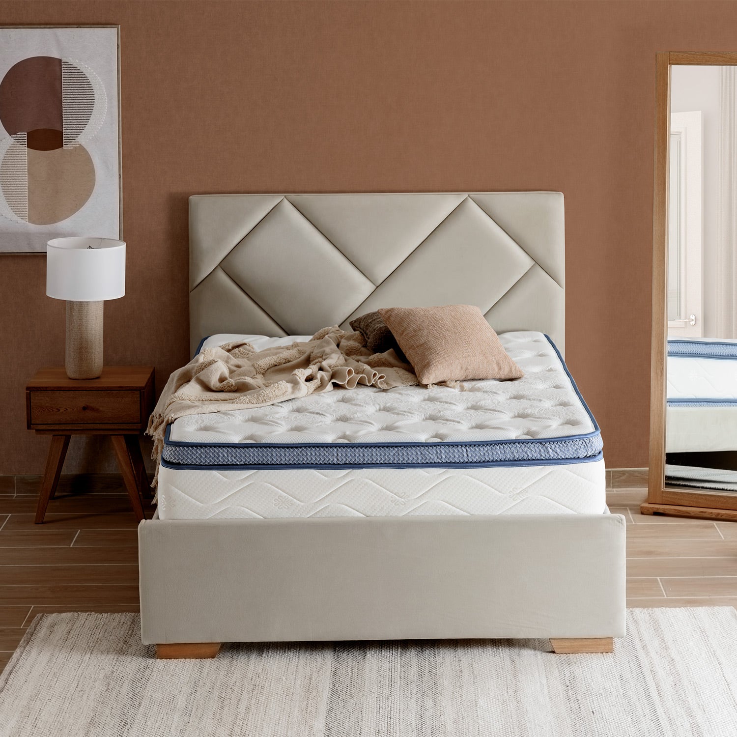 Colchón Doble Delta Pillow Top (Garantia12 años) Gratis Cama Alexa Beige