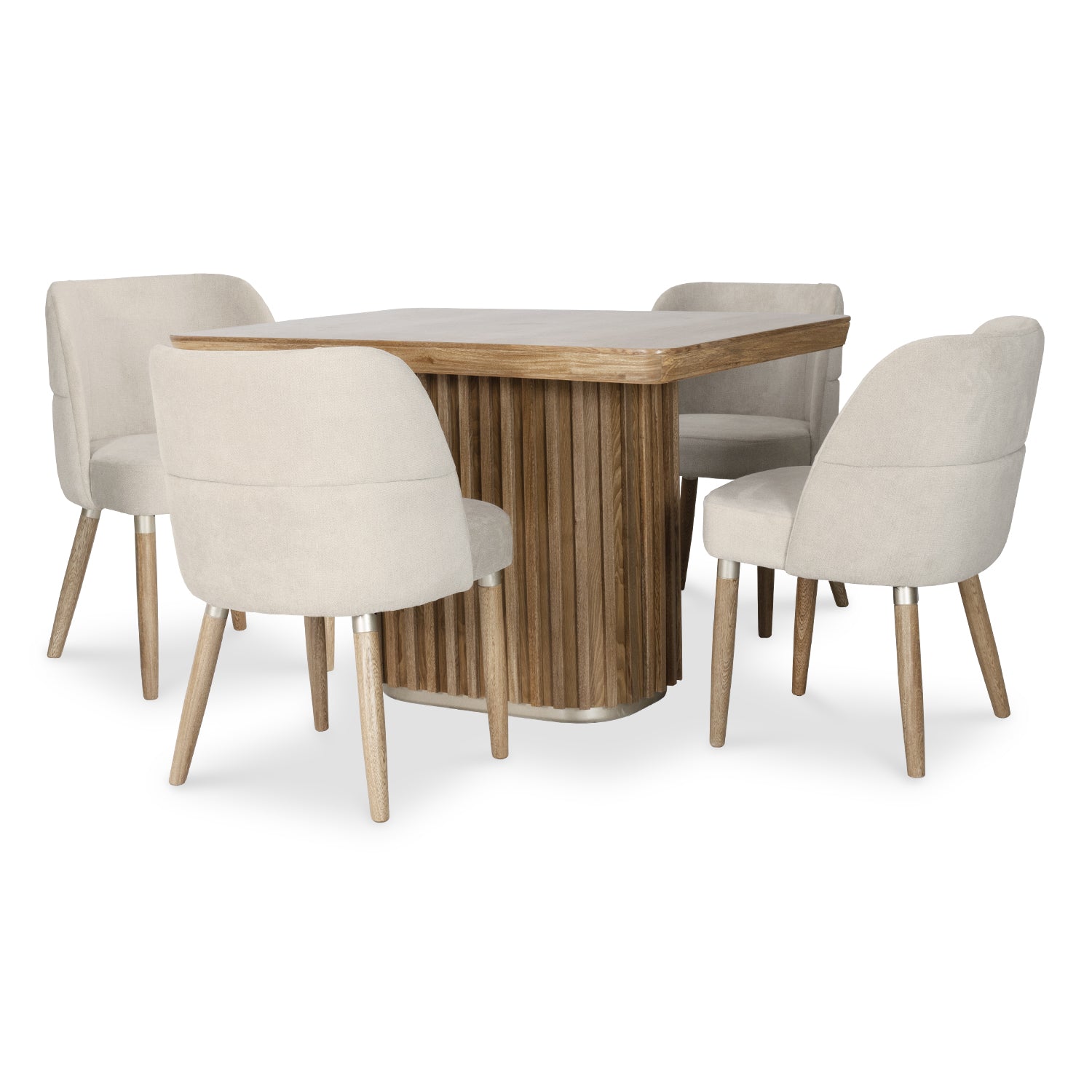 Comedor 4 Puestos Nicole Lino Impetu Beige, Natural