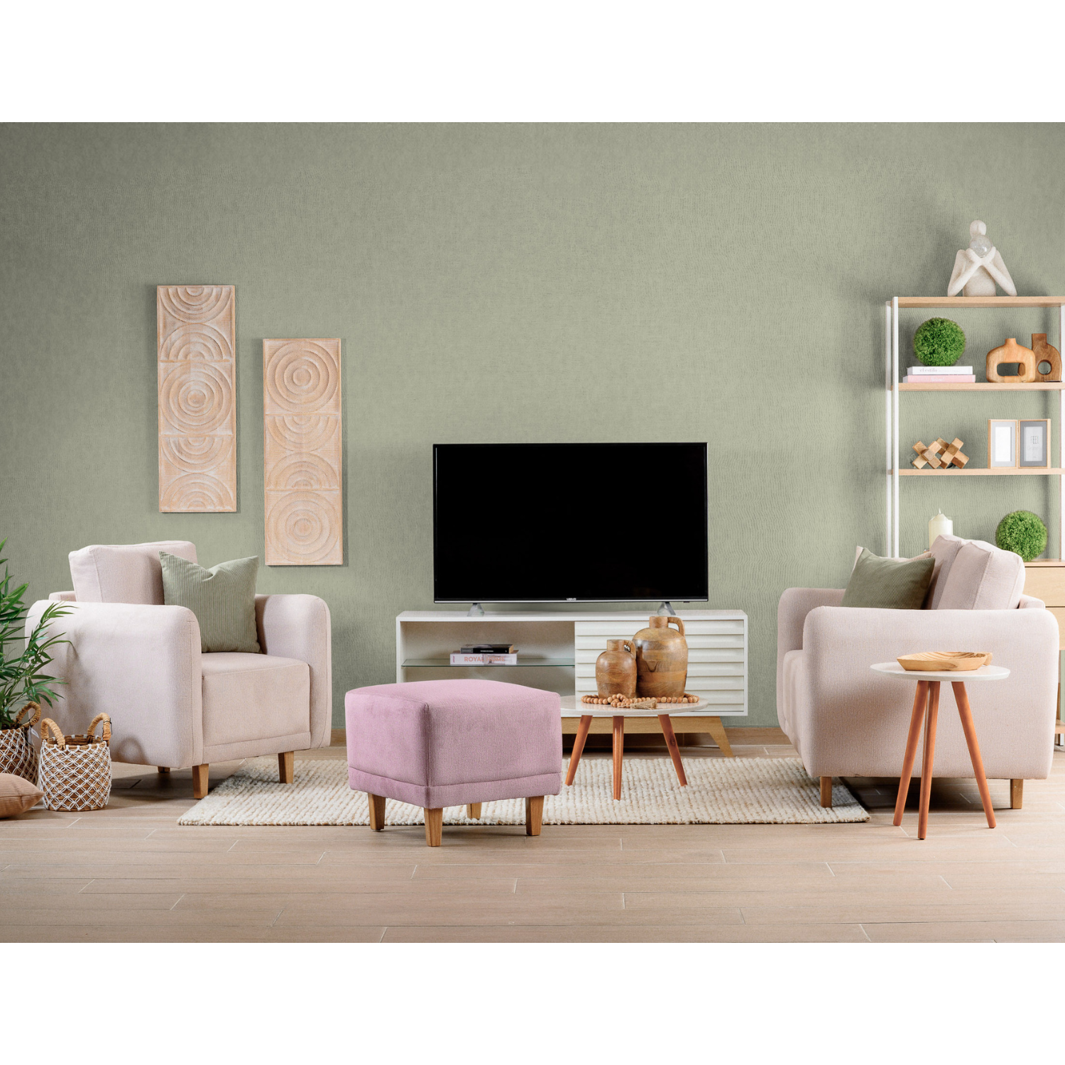 Juego de Sala Lana Chalet Beige, Rosa