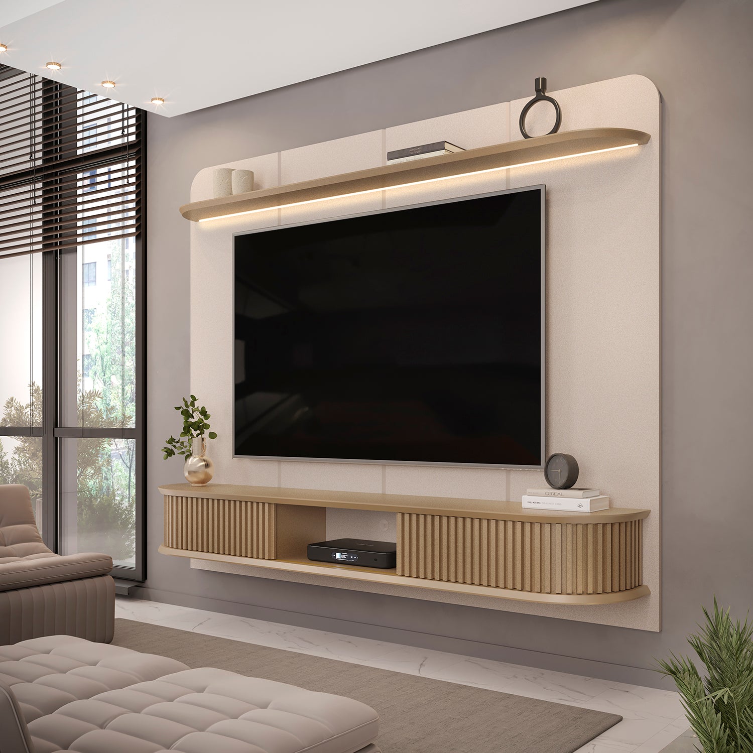 Panel De Tv Cami 215X169X38 Perla Champana