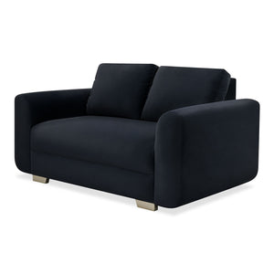 Sofá 2 Puestos Milu Velvet Navy, Champaña