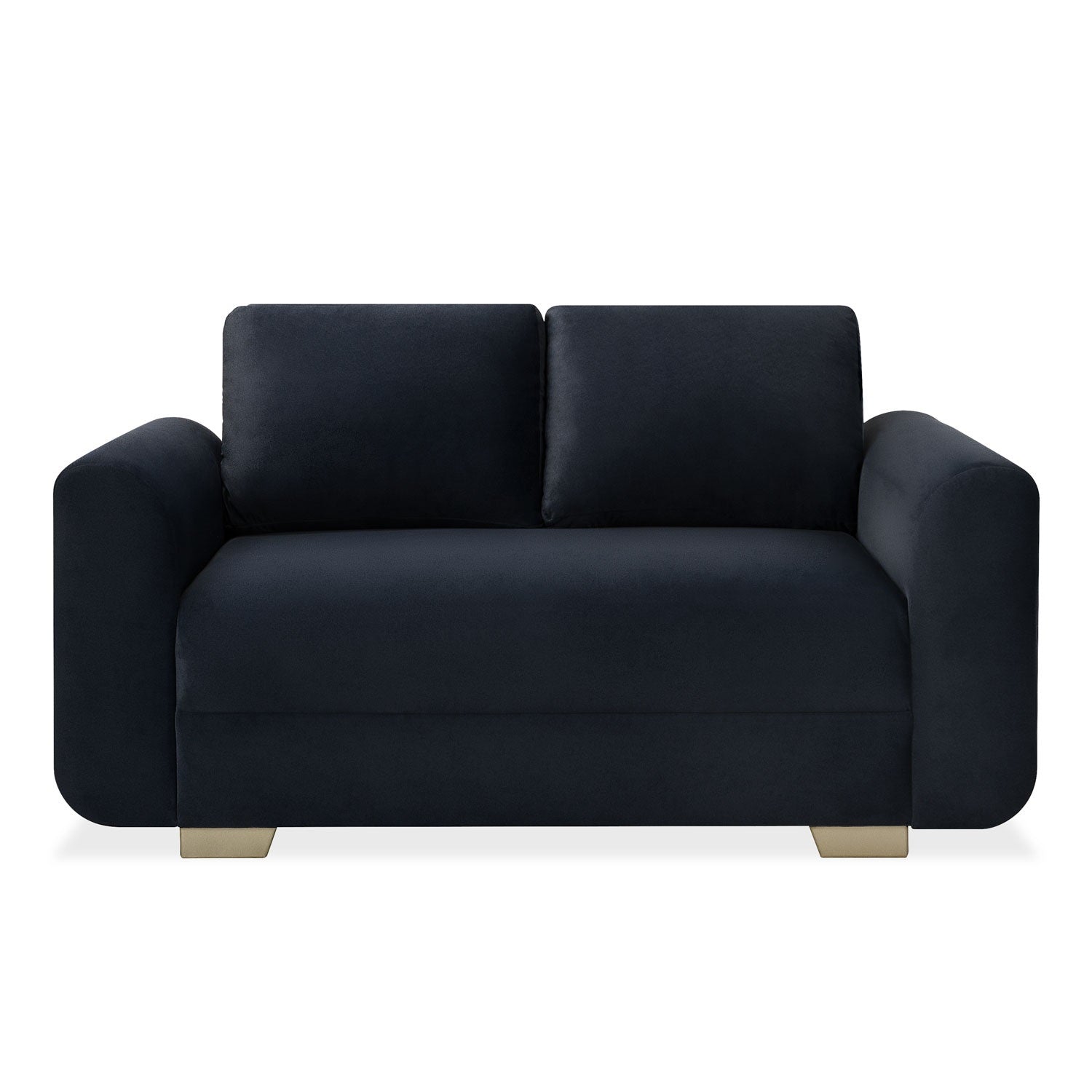 Sofá 2 Puestos Milu Velvet Navy, Champaña