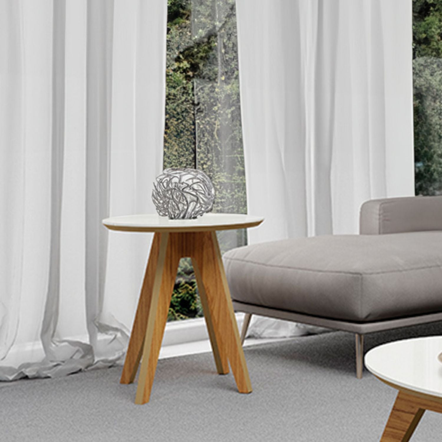 Mesa Auxiliar Toni 50X55X50 Natural, Off White