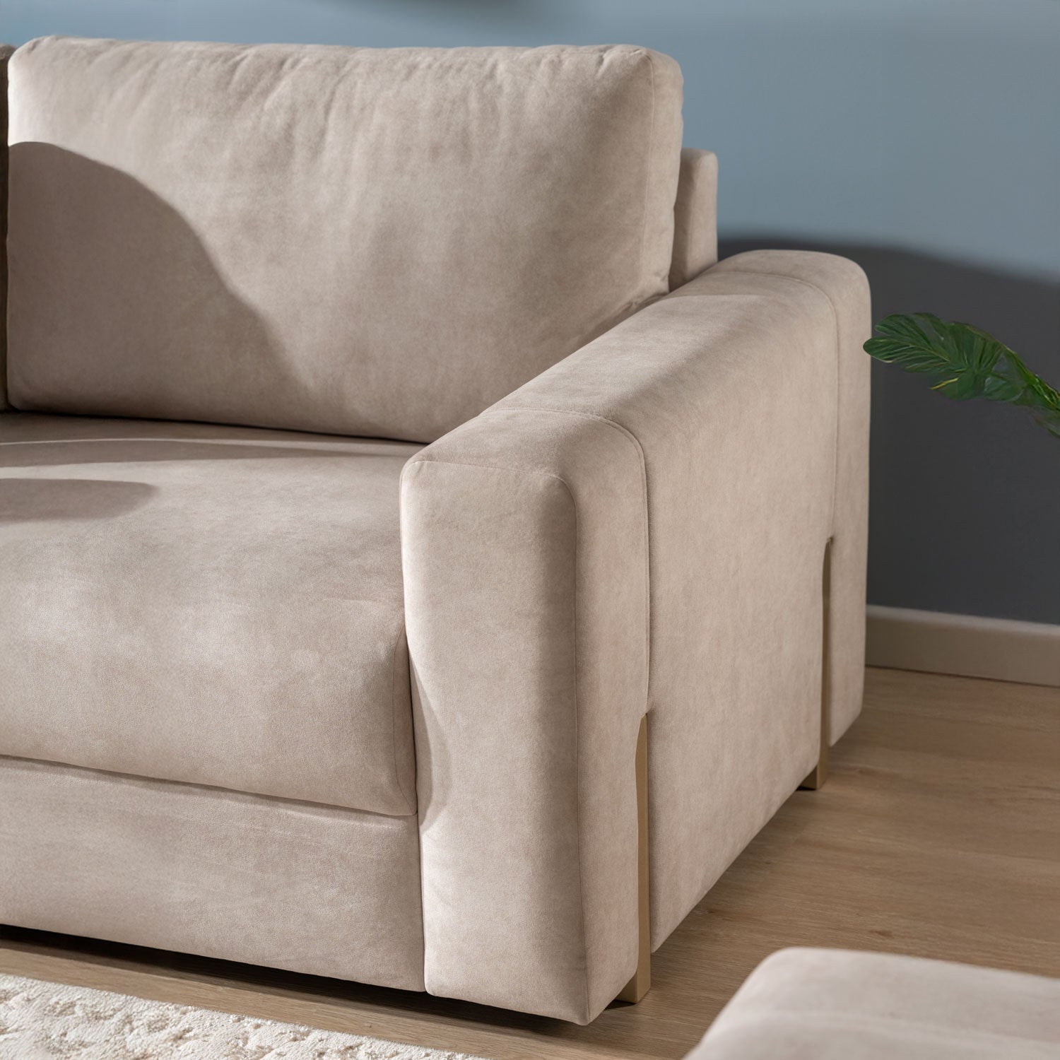 Sofá 3 Puestos Sevilla  Velvet Zarem Ivory, Champaña