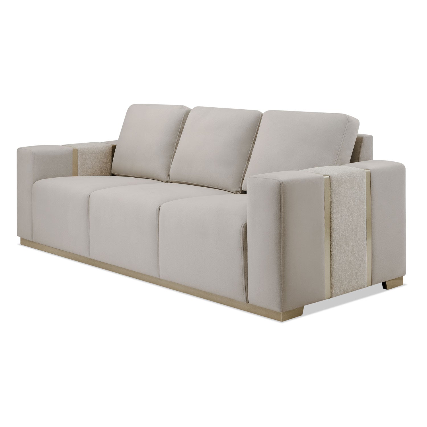 Sofa 3 Puestos Berlin Velvet Beige, Champaña