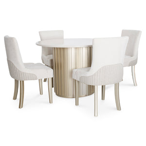Comedor 4 Puestos Firence Lino Touch Almendra, Verona Beige, Champaña, Off White