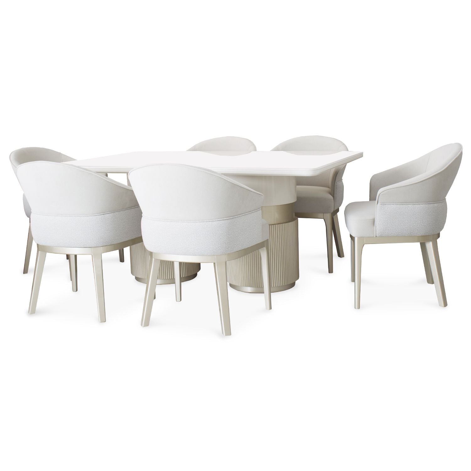 Comedor 6 Puestos Toscana Velvet Siena Marfil, Champaña, Off White